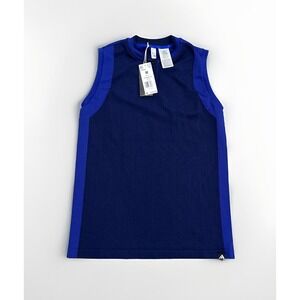Adidas Golf Polo Women M Ultimate 365 Tour Prime Knit Sleeveless Shirt Blue